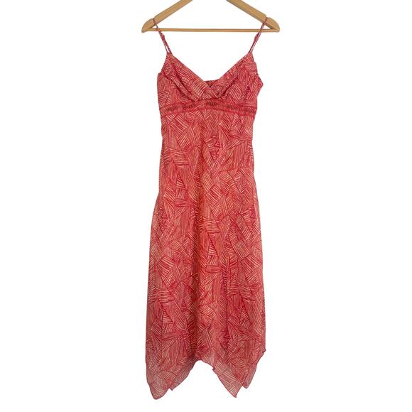 Speechless y2k Babydoll Fairy Dress Size 5 Geometric Coral Bead Lace Asymmetric - Picture 9 of 14